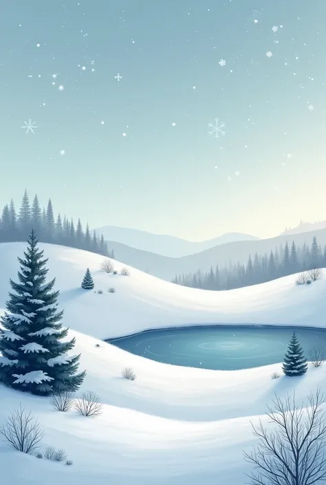 Modern Merry Christmas Card with Landscape