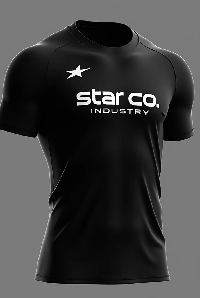 I want to sea a sport black shirt with star co logo and write star co_industry