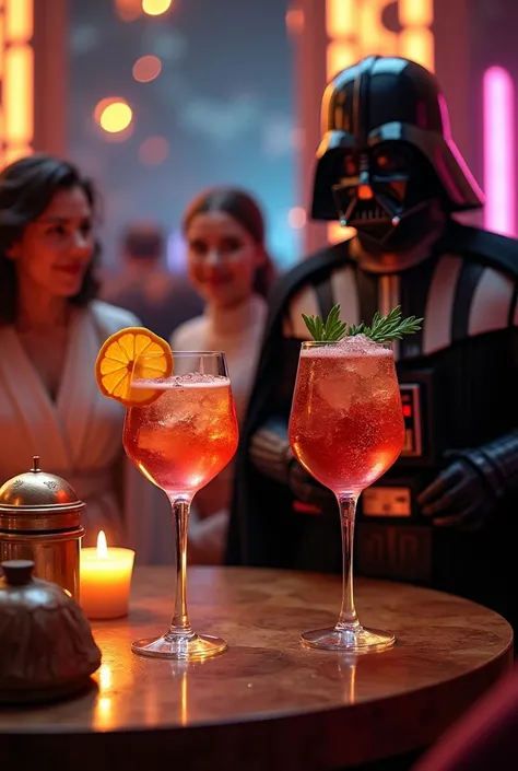 fais des cocktail dans des verre avec des personnages de stars wars  (tous ca avec une ambience de soirée)