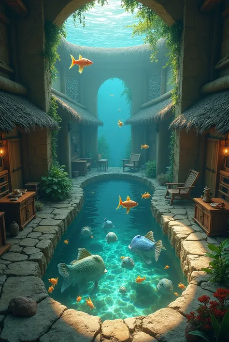 Ancient fishy room simple village 