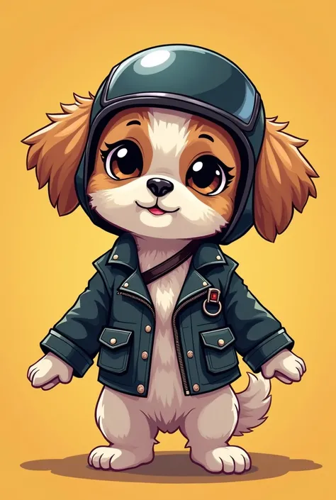 Cartoon of a cute Shih Tzu Cartoon biker 
