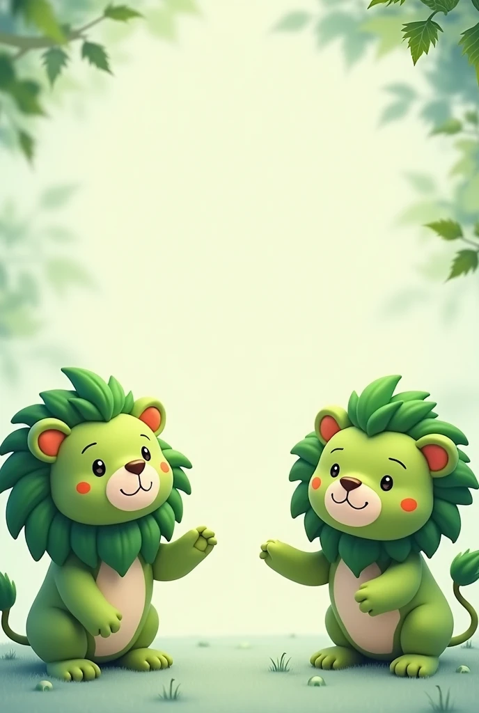 CREATE A HORIZONTAL RECTANGLE IMAGE WITH TWO CUTE GREEN LIONS. IN THE CENTER IS THE TEXT: THE 16TH POLITICAL AND SOCIAL PHILOSOPHY DISSERTATION.