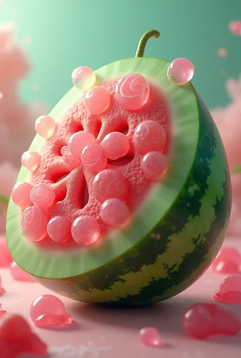 Green and red bubble gum watermelon