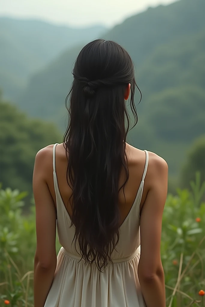 Realistic woman from the back 