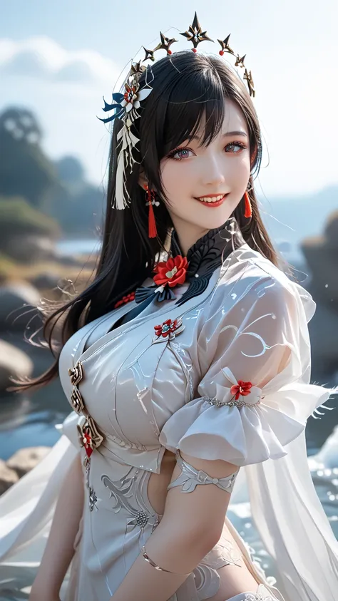 (masterpiece,  is the best quality: 1.4), 详细background, White Crystal, Crystal Cluster, long hair,Jewelry, earrings, necklace, crown, bride, White hair, Halo,Female God ,  The omnipotence of the entire universe , Larger than all galaxies ,  A graphic repre...