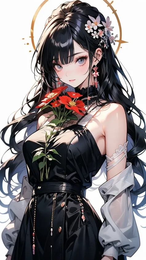 Anime-style girl with long hair and flowers, Cute anime waifu in a nice dress, Beautiful Anime Girls, Cute and detailed digital art, Beautiful anime portraits, pixiv artstationのguweiz, Gweiz-style artwork, Guweiz on ArtStation Pixiv, Detailed digital anime...