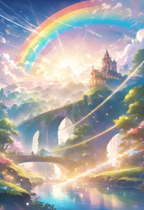 Lightline illustration 、, Fantasy World 、Rainbow Bridge、 Beautiful Artwork 、Light effects