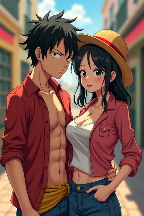 Garota fofa e sexy ao lado do monkey d luffy