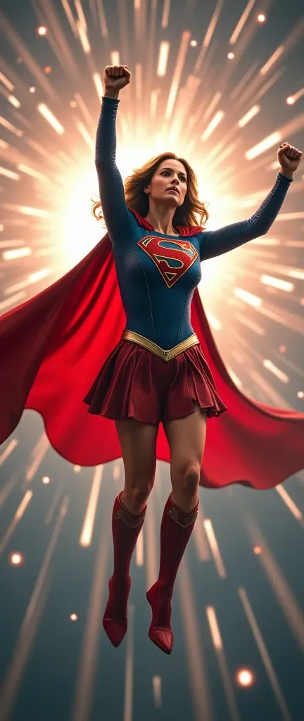 (masterpiece:1.2,Superior Quality,Mirror-like,Cinematic Experience,Realistic:2.0,RAW Photos:2.0),8k,wallpaper,(Cinema Lighting),(Sharp focus:2.0),(1 female:2.0),(((Gal Gadot, Emma Watson:2.0))),(SuperGirl:2.0),(Dynamic flying pose:2.0),(dynamic:2.0),(Shiny...