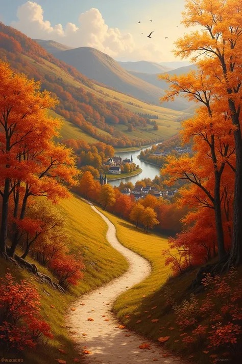 Paint an autumn landscape 