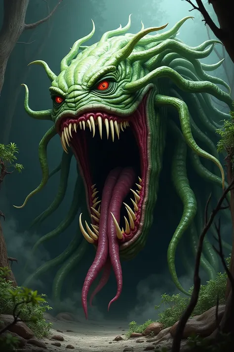 Carnivorous plant scary green pink mouth horror great 