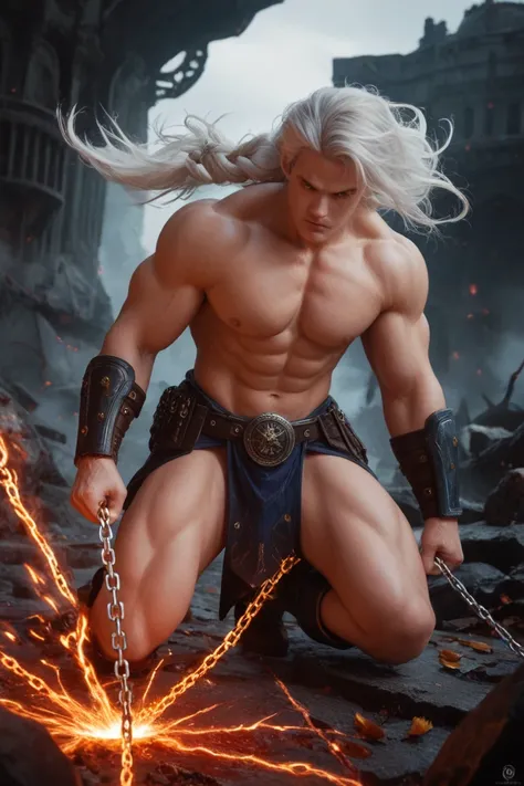 CREATE CHARACTER Appearance:

Hair: Long, silvery-white hair that flows down past his shoulders, with a slight glow that adds to his menacing aura.

Build: Tall and imposing at 185 cm, with a muscular physique that suggests both strength and agility.

Eyes...