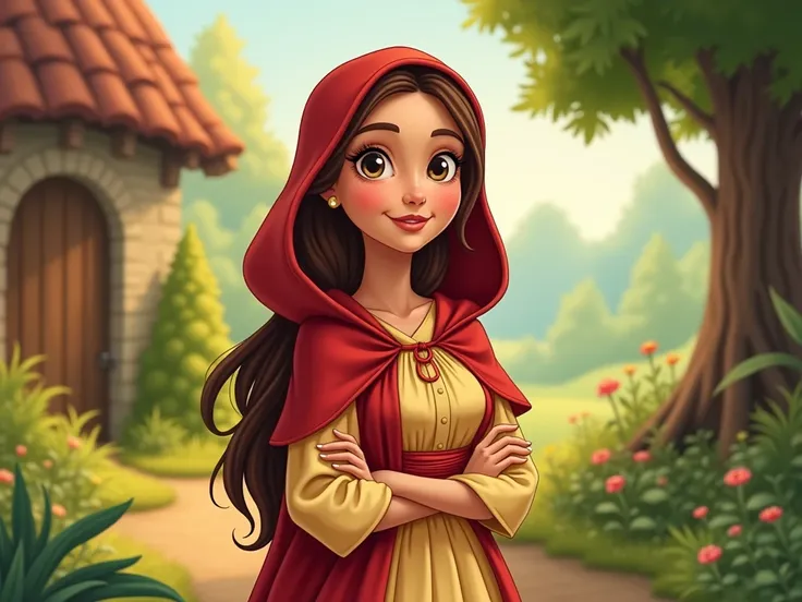 Mother of the Little Red Riding Hood, beautiful woman, motherly figure, dress, Disney style cartoon