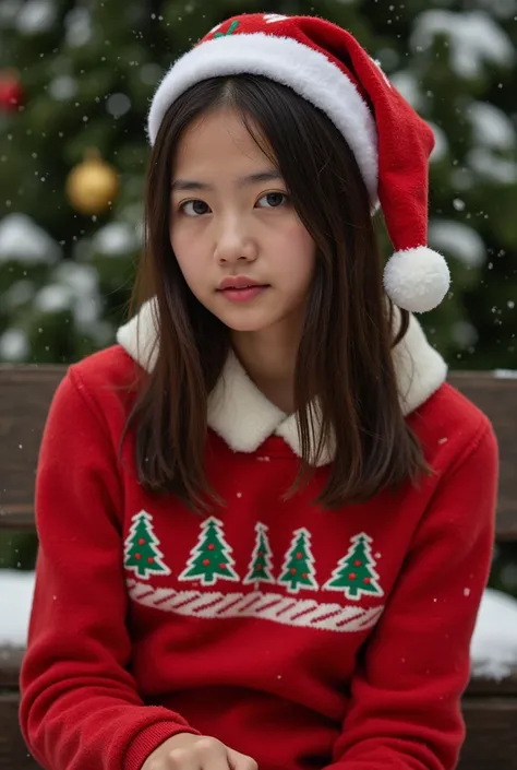 Young chinese girl with some of her friends, lil girlfriend, 11s, wearing christmas clothes, and christmas accessories, ((POV)), wet body, dripping wet, ootd, nano skirt, very short skirt, smelly girl, dark skin, lil girl, only 11, visible crotch, visible ...