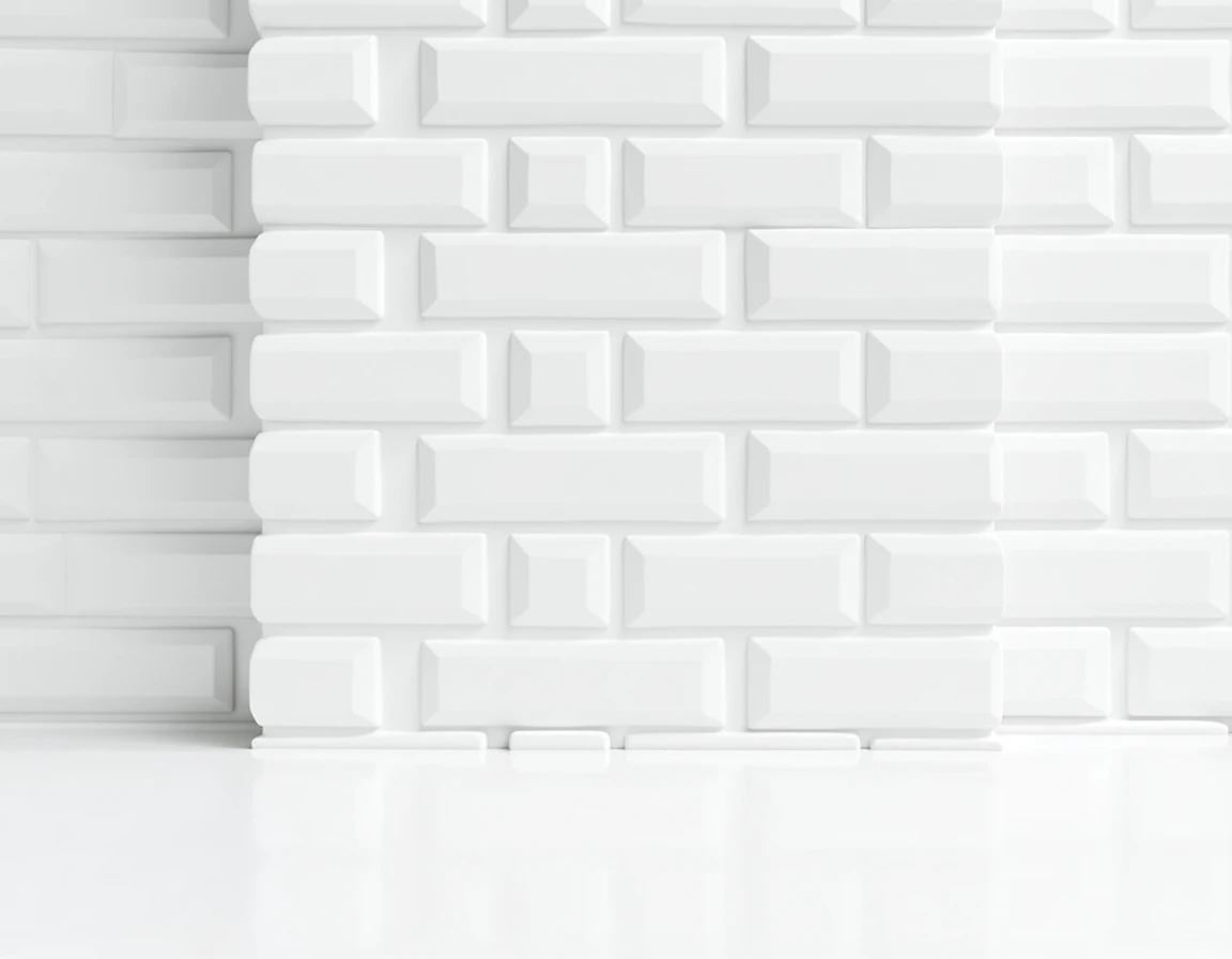 white brick wall, seamless pattern, clean texture, geometric design, rectangular bricks, modern architecture, minimalistic, high resolution, 3D render, photorealistic
