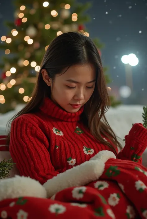 Young chinese girl with some of her friends, lil girlfriend, 11s, wearing christmas clothes, and christmas accessories, ((POV)), wet body, dripping wet, ootd, nano skirt, very short skirt, smelly girl, dark skin, lil girl, only 11, visible crotch, visible ...