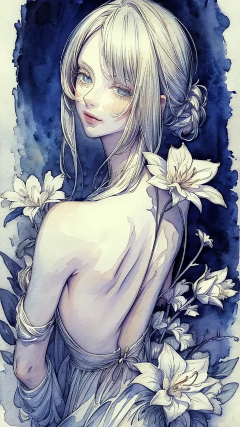 (​masterpiece),(top-quality:1.2),(  perfect anatomy  ), 1 girl,(watercolor:1.0),(hand-drawn:0.8),(watercolor brush hair ),show m...