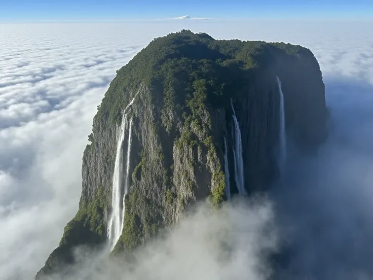 " A colossal mountain with a human face carved on its top ,  weeping rivers of water that form gigantic waterfalls as . Her expression reflects sadness and loneliness ,  descends while the trees that grow at its base seem to lean towards it as if trying to...