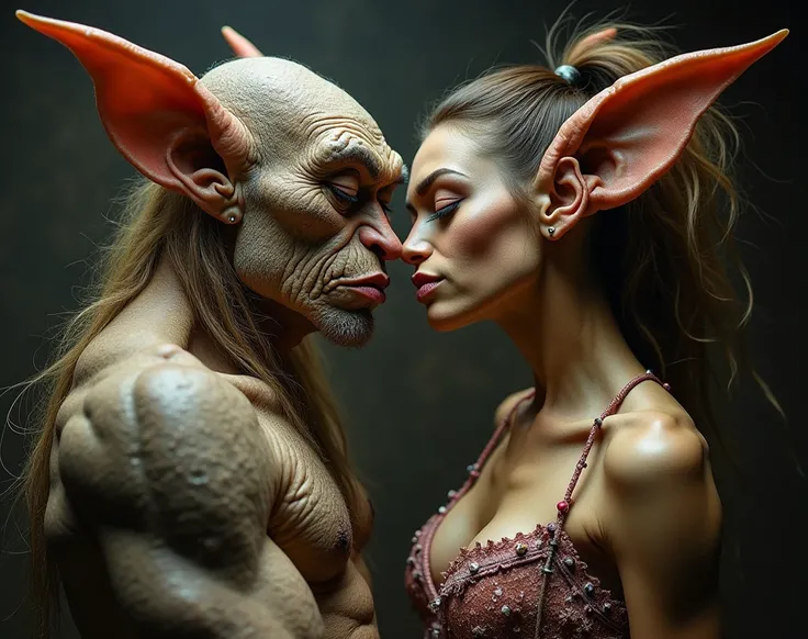 Hyperrealism, photorealism, high definition details,  photograph, clarity, Rich in color, hyperrealistic texture, spectacular light texture, surrealist art, cuerpo entero, A male troll having sex with a female troll