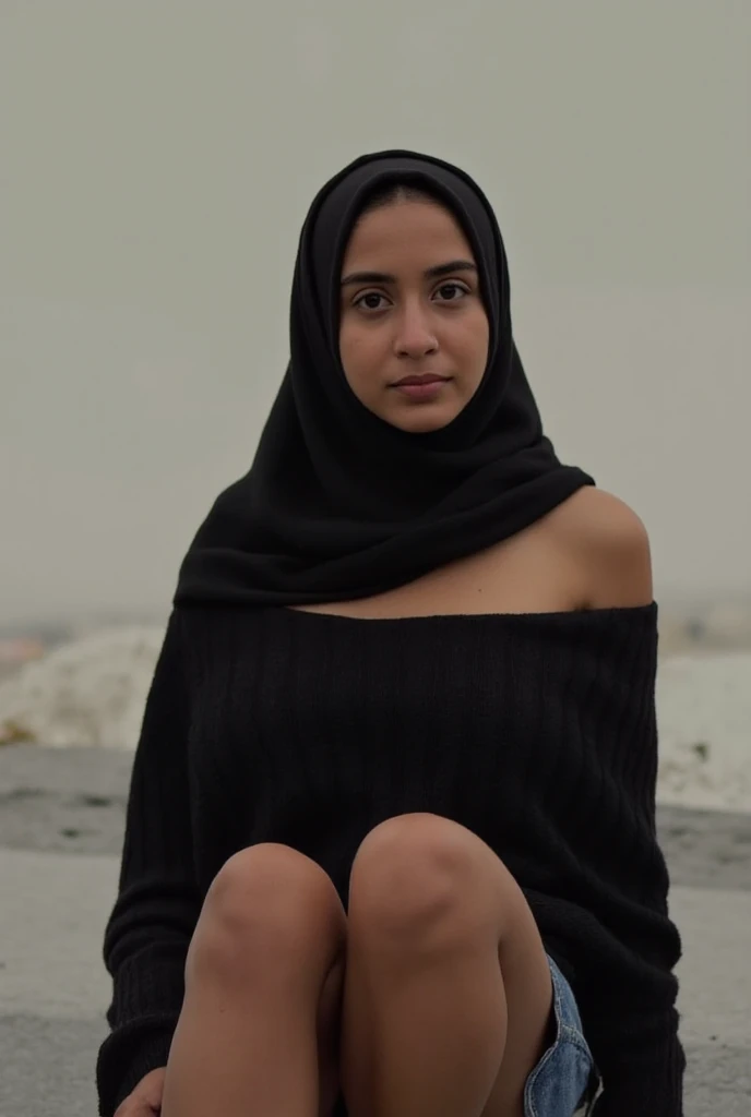 Generates a hyper realistic photograph of a fully naked 25-year-old Arab influencer,hijab