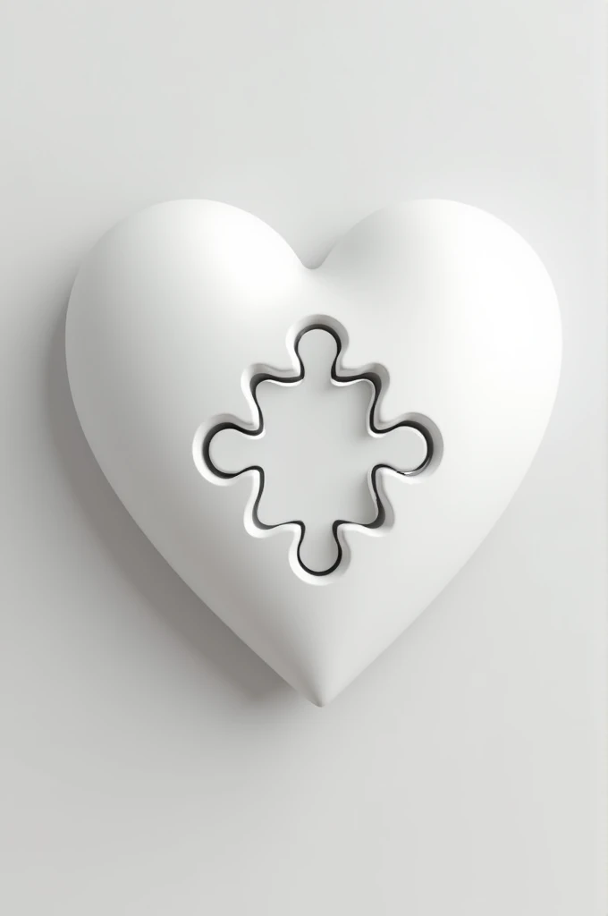 Realistic white heart ,  with a puzzle initial 
