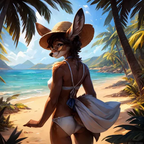 uploaded on e621, artstation, by Pixelsketcher, by Bayard Wu, by Thomas Benjamin Kennington , by Einshelm, by hioshiru and kenket, Chunie, portrait, solo anthro female deer doe, with small featureless breasts, clear dark blue, cinematic lighting, day, sunn...