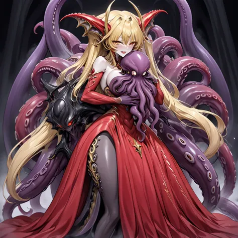 An octopus man becomes the wife of the demon king of the octopus human, passionately hugging the demon king, and passionately loving each other as a couple, and the ugly octopus who love each other by having breeding sexual intercourse with the devil coupl...