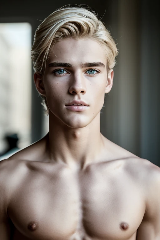 18 year old young man naked, running, white skin, extremely pale skin, blonde boy, european boy, blonde hair, nordic young boy, nordic blonde, handsome supermodel, young greek god, sublime beauty, delicate facial features, beautiful facial features, Greek ...