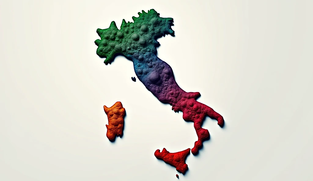 real map of italy in chameleon shape colors