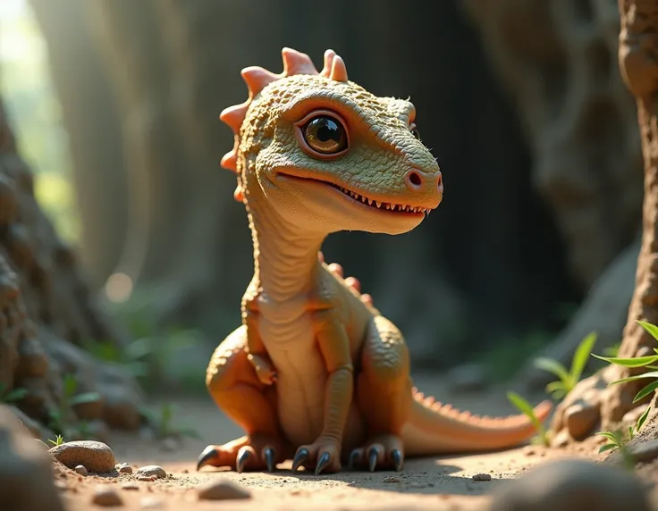 Generate an image of a baby dinosaur in real format