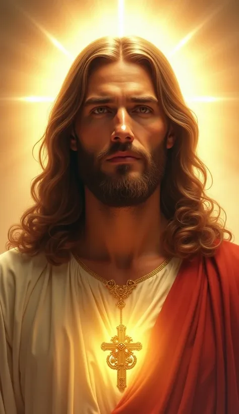 Beautiful Jesus with bright light 