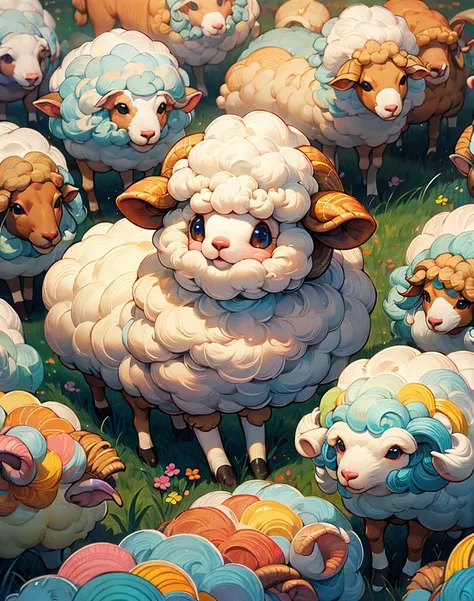 lots of sheep,very cute,
 high definition , look up, 