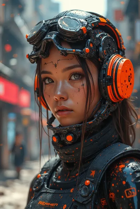 opalescence technical digital design. We are bondito, we are bondito gangsterito. perfect eyes, highest quality neo-Harajuku style embodying the mood of a post-apocalyptic world, intricate robot details, space-age outfit highlighted by sharp contrasting sh...