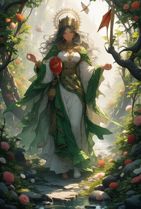  create the Empress of the Tarot ,  with her traditional clothing from her medieval era, with all her objects , to feel the life that she transmits ,  do it in the animation ,  good quality , 4k, without errors, excellent quality

