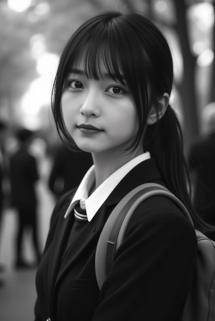  be careful when browsing :-2, Monochrome photo of a retro schoolgirl, close up, Realistic, Beautiful woman face,  staring straight at the camera :1.37, Black and White Photography:1.37, Black and White Photography:1.37, Realistic,  very realistic pictures...