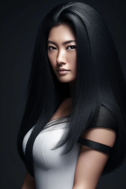 jet black hair,most very long hair,most very lion hair,most very wolf hair,most very frizzy hair,coarse hair,most very spread hairstyle,thick hair,fluffy hair,most very heavy weight hair,hair covering left eye,heavy looking hairstyle,most very voluminous h...