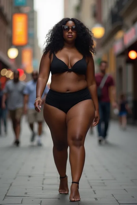 Plus size black women walking around just wearing panties without a blouse