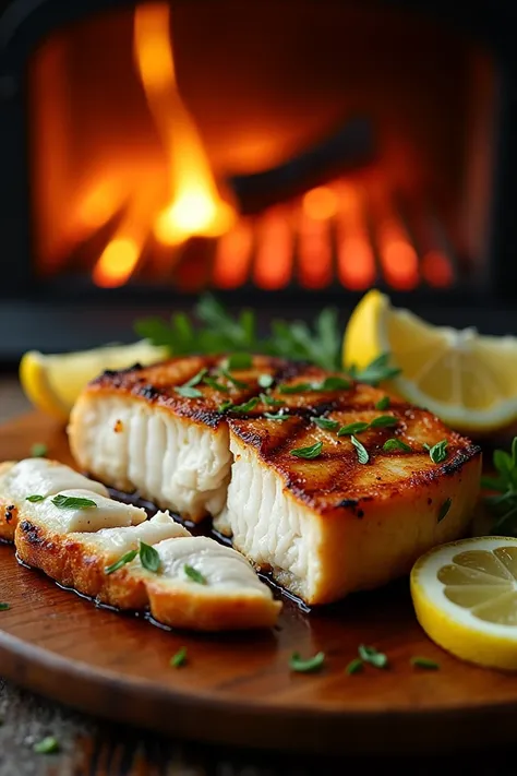 Roast fish steak medium 