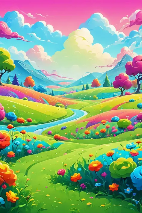 Vivid color cartoon field background