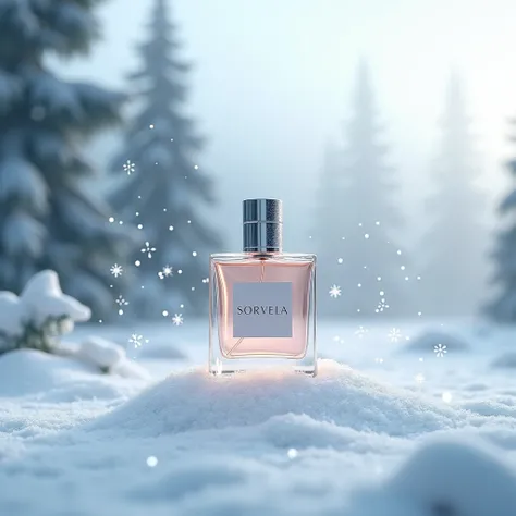 Perfume picture with Sorvela text in winter style