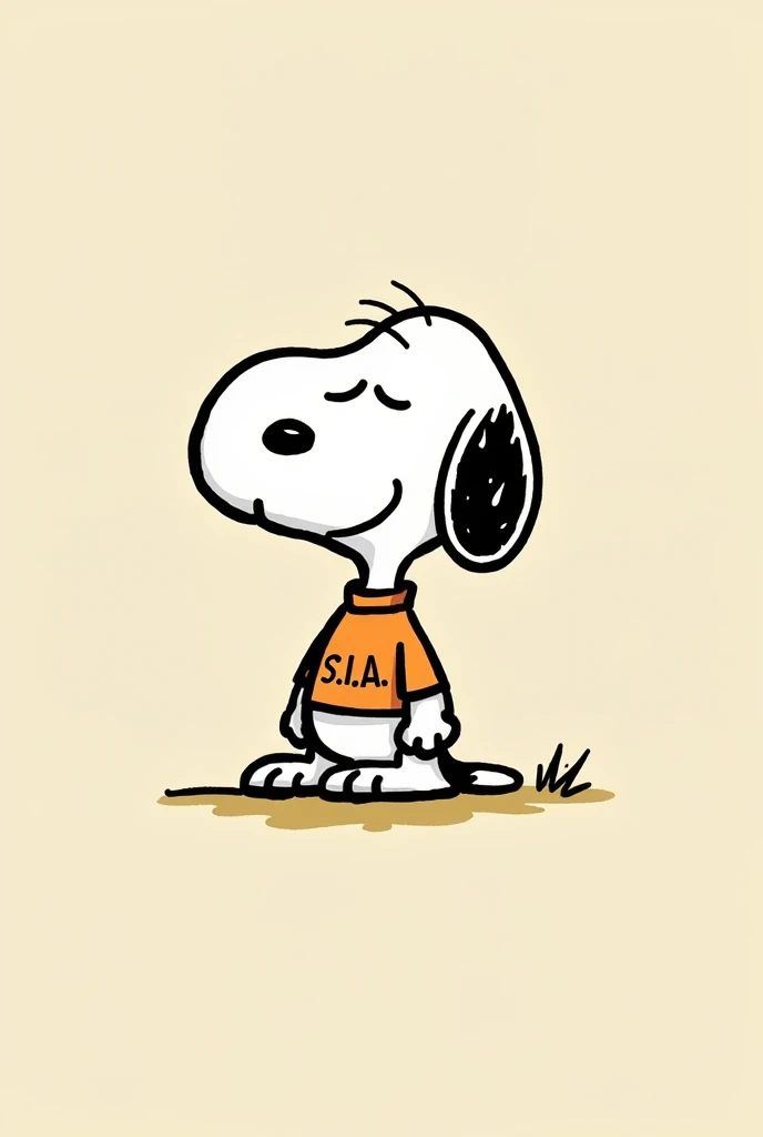 Snoopy wearing a t-shirt that says S.I.A AS A SYMBOL place the image in a green circle with a wide thickness