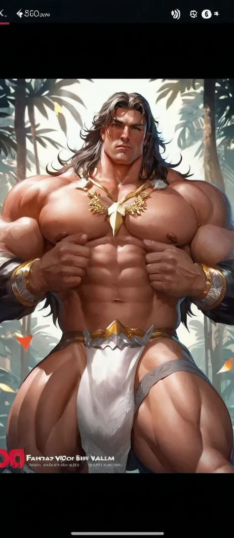 a close up of a man with a big chest and a big chest, muscular! fantasy, rossdraws 2. 5, strong and imposing, wlop rossdraws, rossdraws 1. 0, gigachad muscular, rossdraws and boris vallejo, super buff 