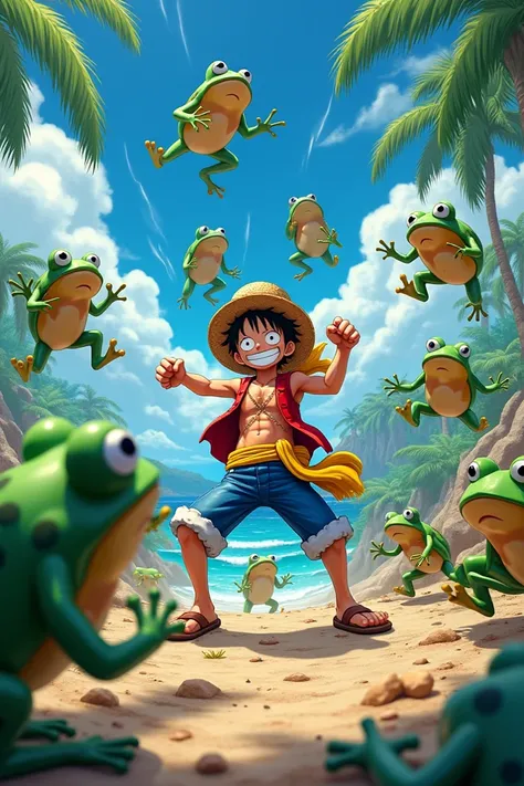 Luffy fights frogs