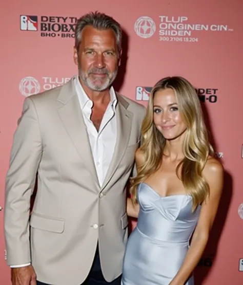 Actor Kevin Michael Costner selfie picture with his daughter Grace Avery Costner dressed cooperate eating  in a room dining 