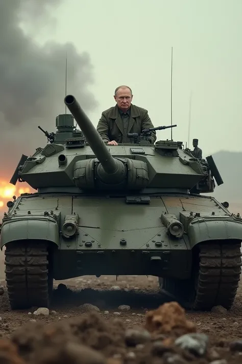 Putin driving a tank