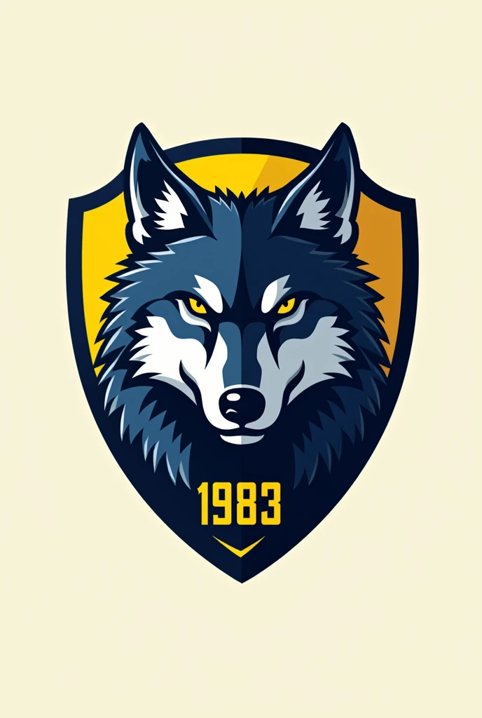  Create a logo of a soccer team named  "SantAgata Calcio 1984 "  depicting a wolf and with the colors of the country yellow blue