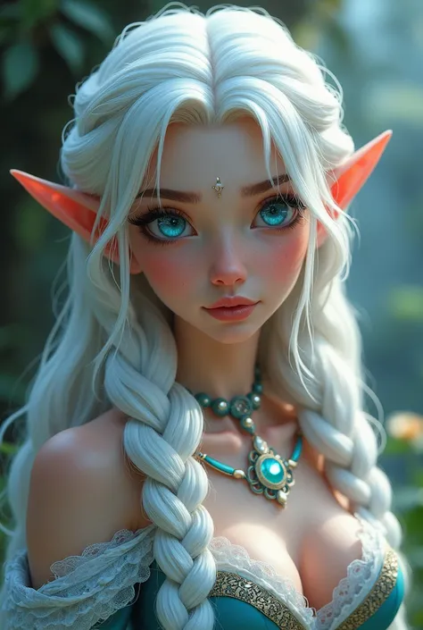 femme, elfe, inspiré de disney, cheveux blanc, tresse viking, yeux bleu