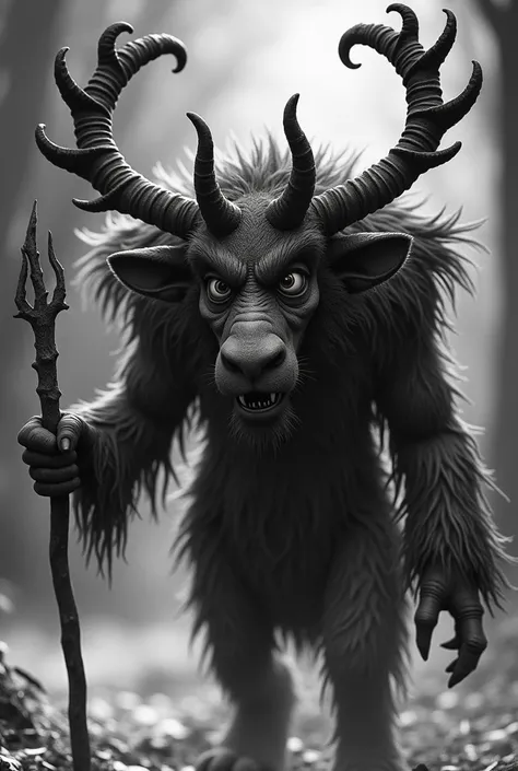 Krampus animated black and white