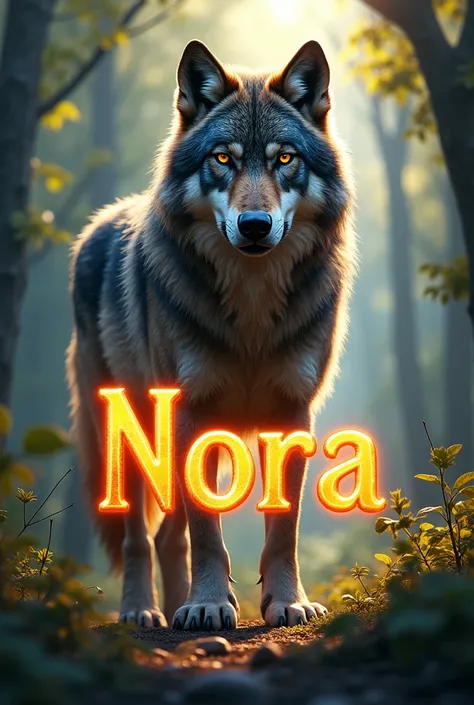 A wolf and the brilliant word Nora 