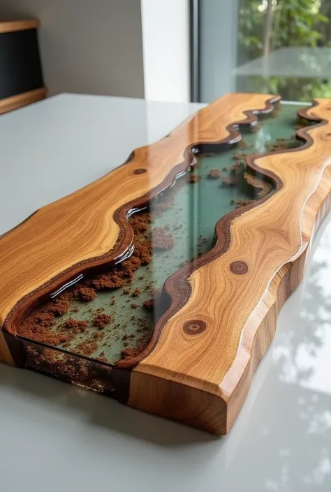 Never created epoxy resin and wood board